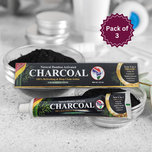 Organic Bamboo Charcoal Toothpaste for Sensitive Teeth - Pack of 3-100% Natural | Deep Clean & Refreshing Oral Care
